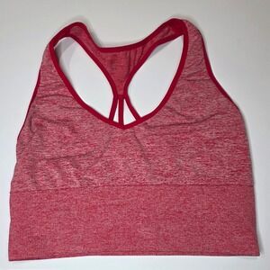 PINK Sports Bra Racerback Heathered Activewear Gym‎ Workout Top Red Size L